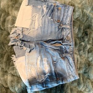 American Eagle Outfitters Light Blue Distressed Jean Shorts